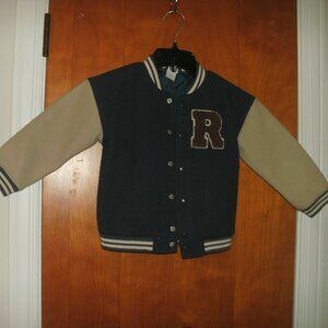 H&M Retro Letterman Baseball Jacket with Embroidered R Snap Closure Lined ~ 4T